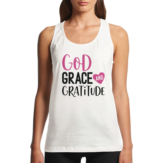 "God, Grace, and Gratitude" Performance Women's Christian Tank Top